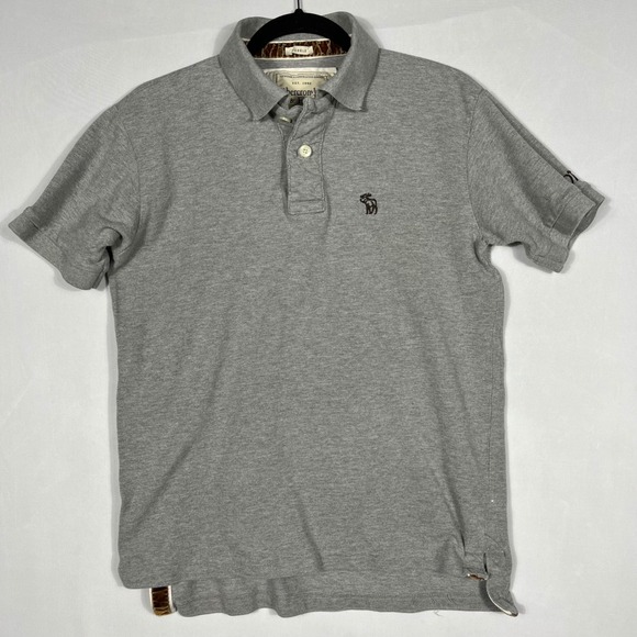 Vtg 90s Y2K Abercrombie &‎ Fitch Muscle Polo Shirt Lg Grey Embroidered Toyota